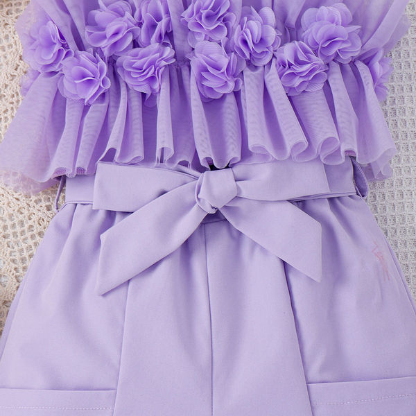 Lavendor Flowered Top with Shorts